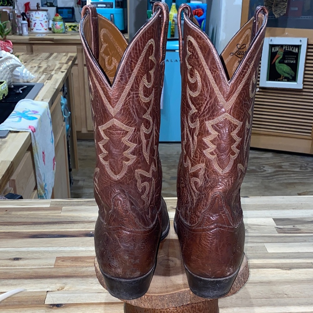 Vintage Lucchese Mens Western Cowboy Boots in Brown Leather - Picture 3 of 14